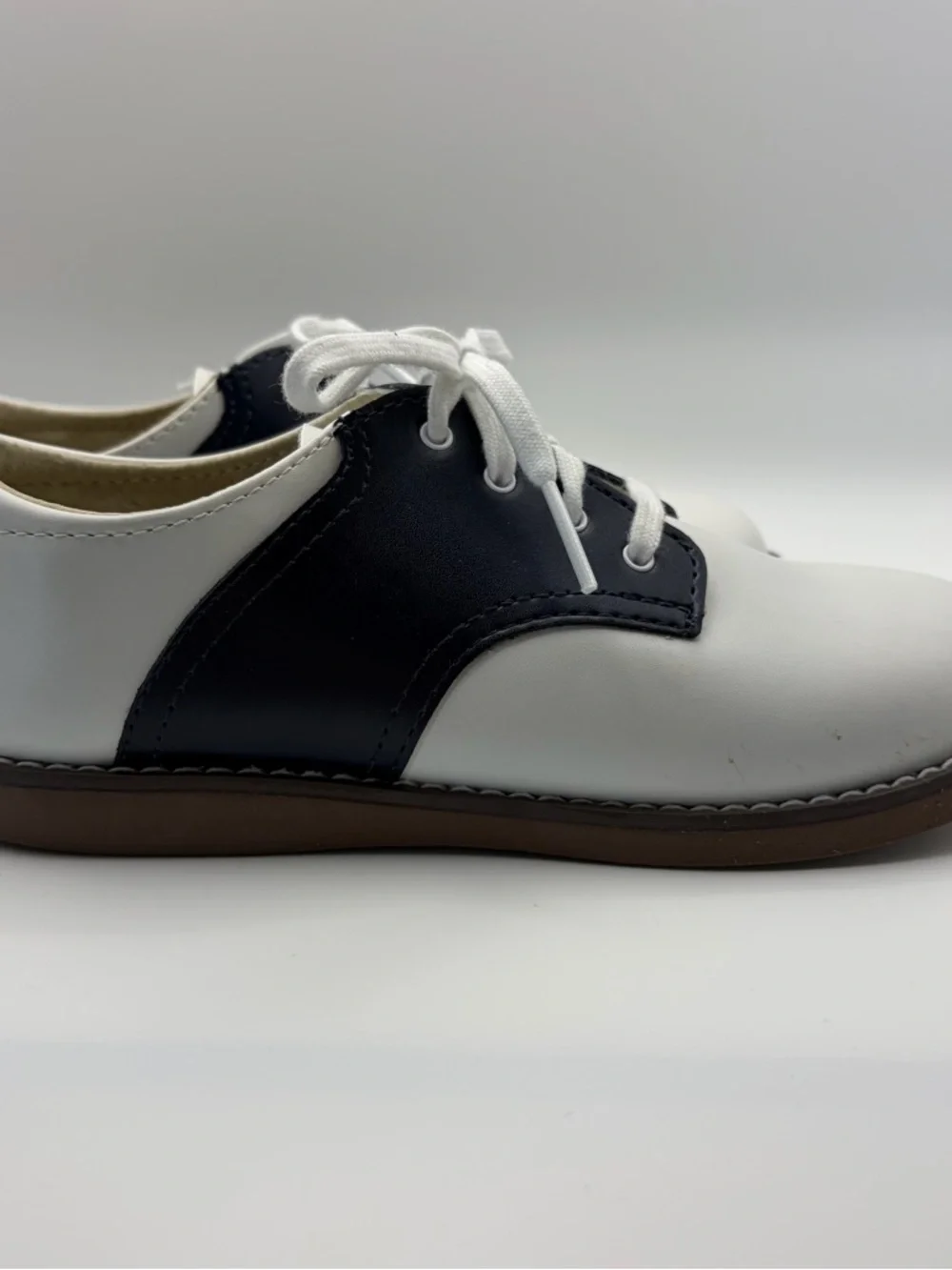Footmates Cheer Unisex Girl Boy White Navy Saddle Oxford Shoes Size 13 Leather
